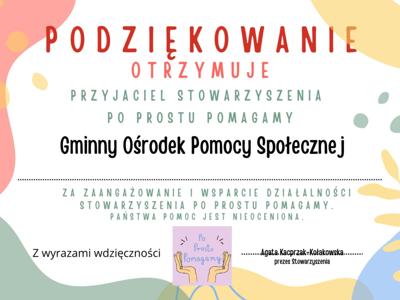 Podziękowania od Stowarzyszenia Po Prostu Pomagamy oraz Fundacji Pomagam Poprzez Sport