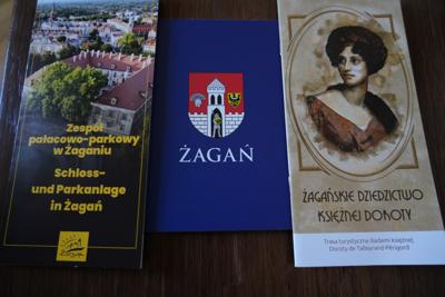 Plakaty : "Zespół pałacowo-parkowy w Żaganiu", "Żagań", "Żagańskie dziedzictwo księżnej Doroty".