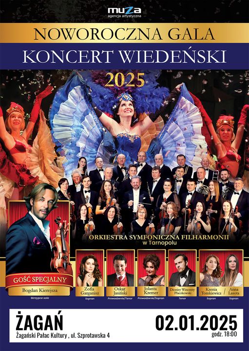 Plakat zapraszający na Noworoczną Galę - Koncert Wiedeński.