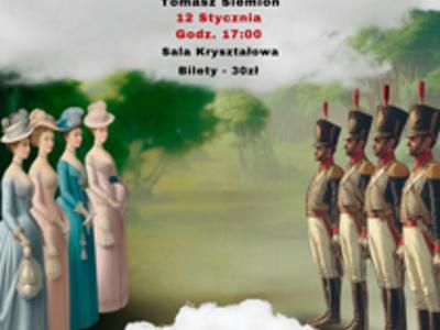 Plakat zapraszający na spektakl teatralny: "Damy i huzary".