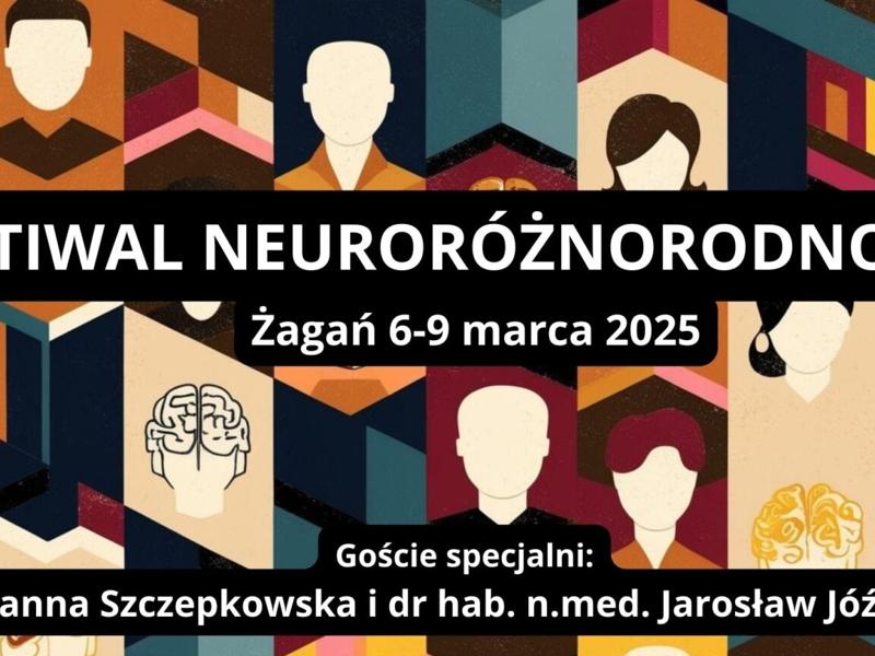 Plakat promujący Festiwal Neuroróżnorodności.