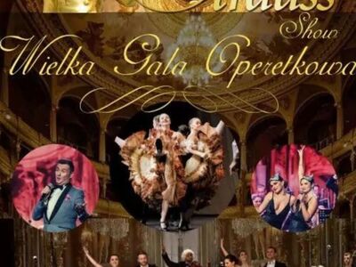 Plakat zapraszający na Wielką Galę Operetkową Johanna Straussa.