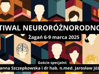 Plakat promujący Festiwal Neuroróżnorodności.