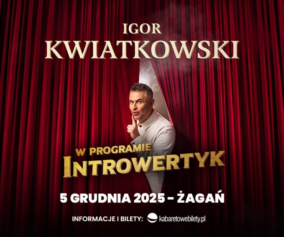 Plakat promujący występ Igora Kwiatkowskiego pt. "Introwertyk".
