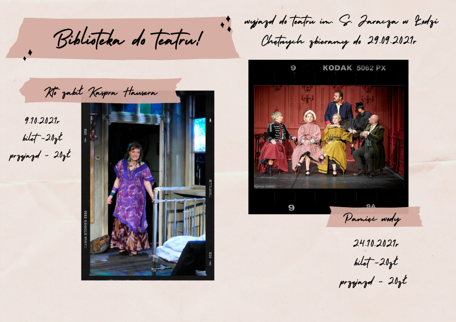 Plakat promujący wyjazd do teatru