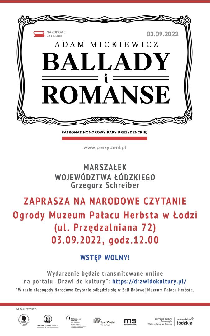 plakat Narodowe Czytanie w Łodzi