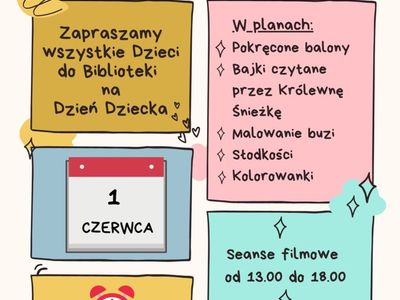 Plakat z atrakcjami na dzień dziecka
