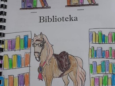 Ilustracja konia w bibliotece