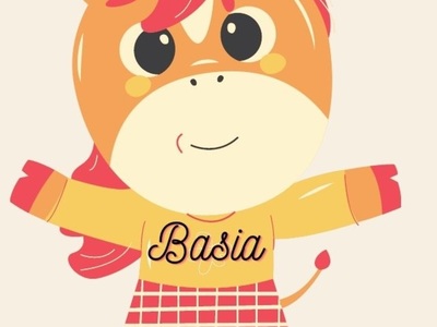 Logo konik z koszulką na której jest imię Basia