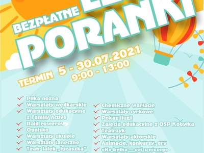 Plakat z informacjami o letnich porankach