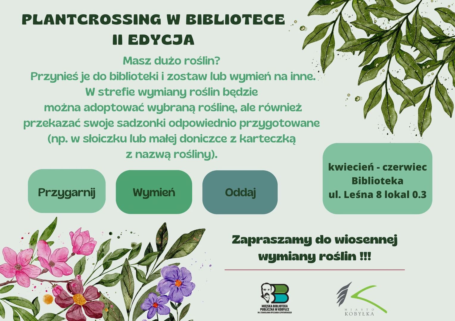 Plakat informujący o Plantcrosingu w Bibliotece.