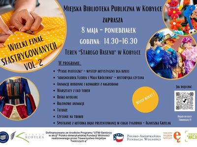 Plakat informujący o tym, że 8 maja o 14:30 na terenie starego basenu odbędzie się finał projektu Sfastrygowani vol.2.