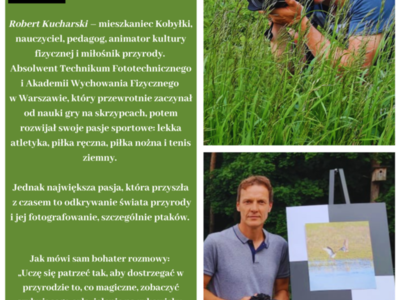 Plakat informujący o wystawie fotografii Oko w oko z przyrodą od 1 lipca