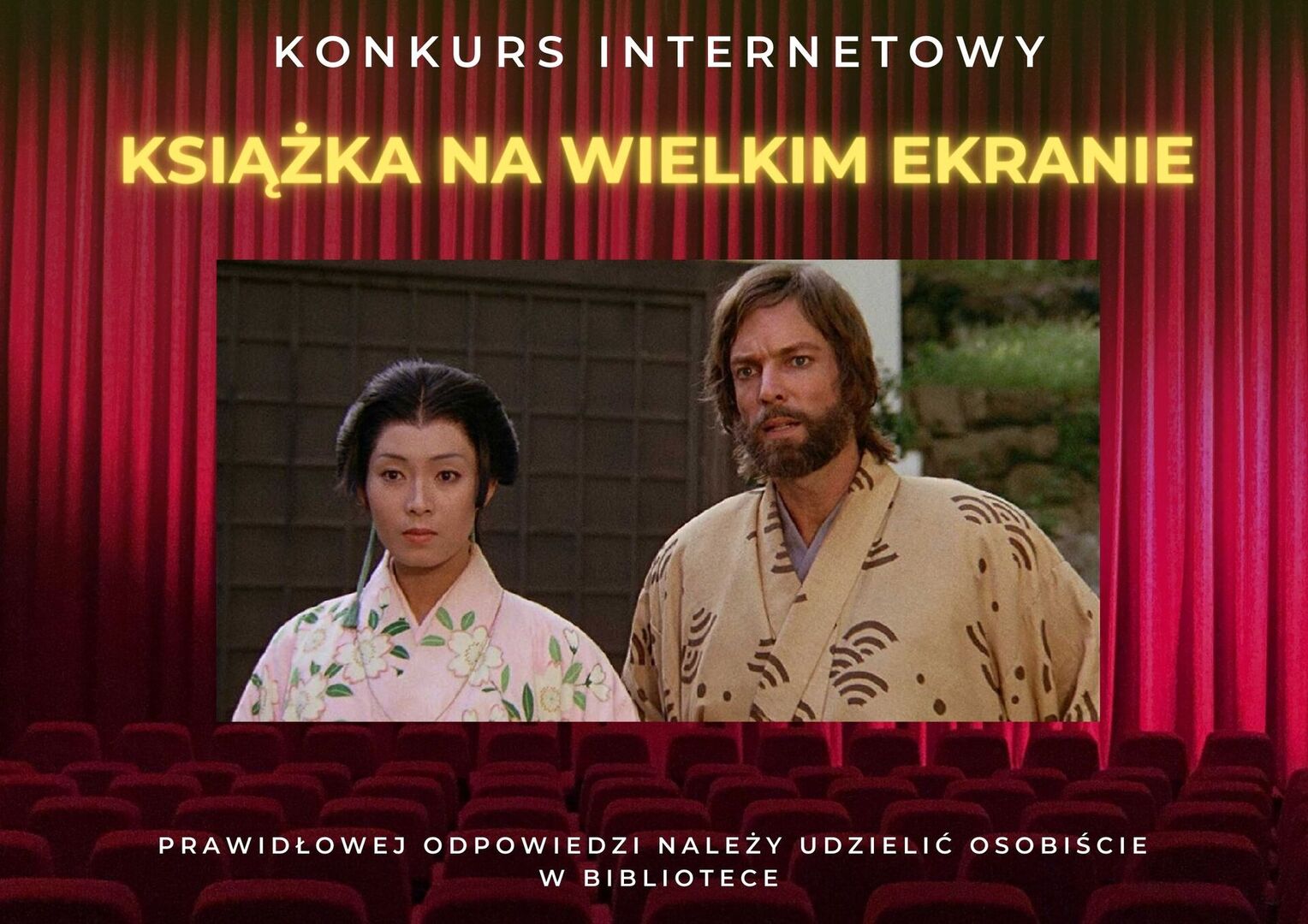 Plakat informujący o konkursie Książka na wielkim ekranie