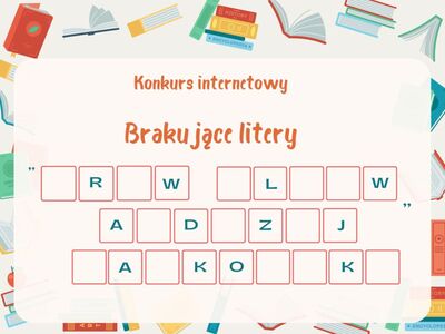 Plakat informujący o konkursie Brakujące Litery