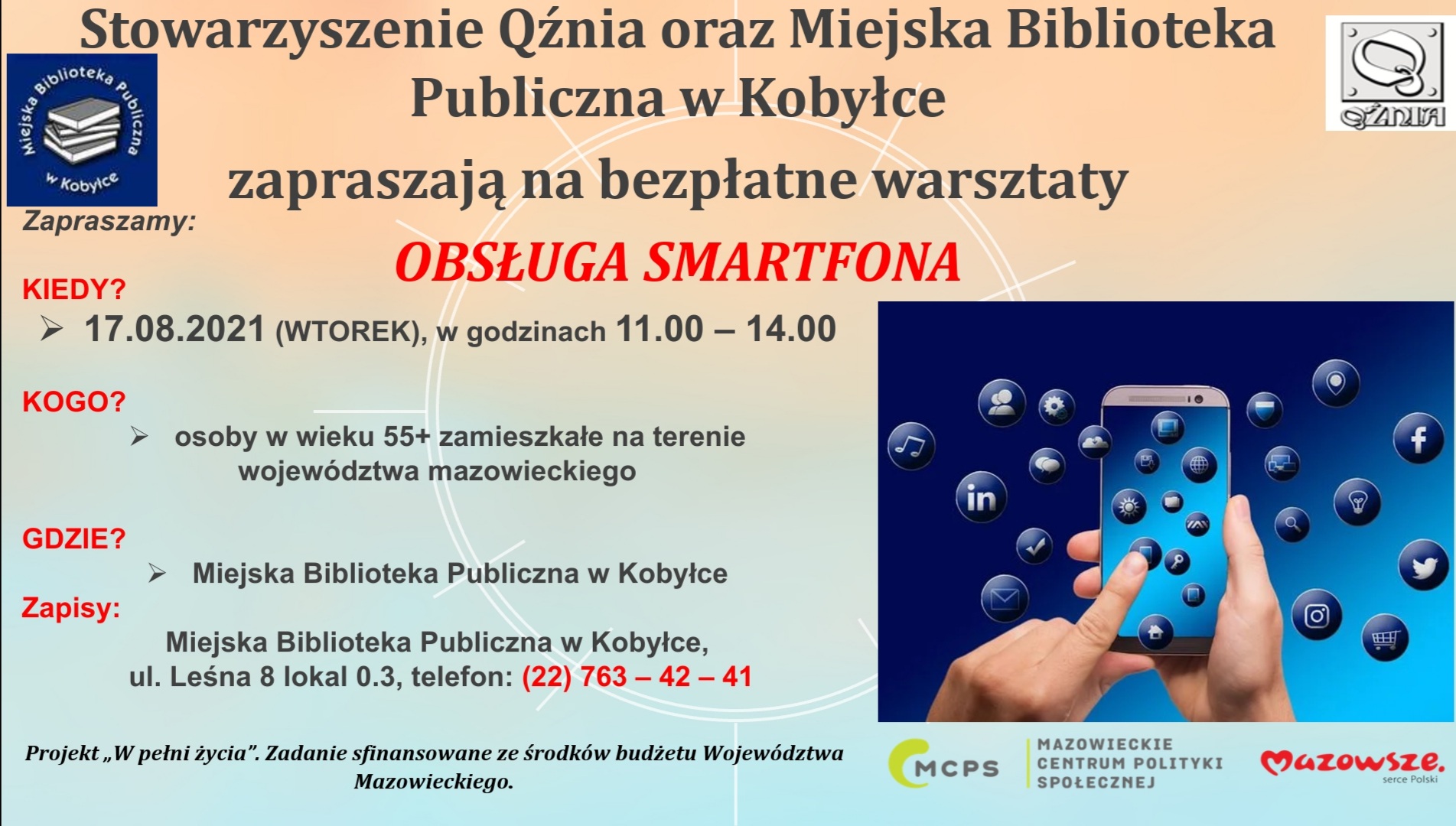 Plakat informujący o zajęciach ze smarfonów