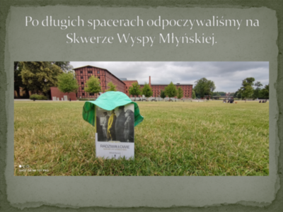zdjęcie książki  na tle skweru