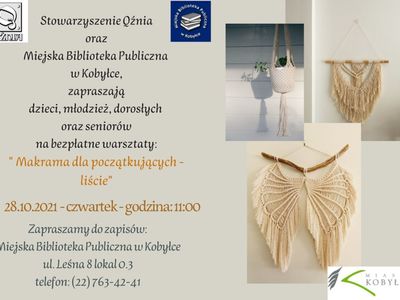 plakat o bezpłatnych warsztatach z makramy
