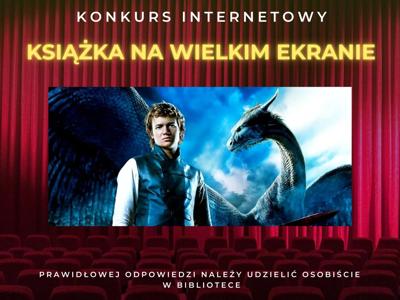 Plakat informujący o konkursie Książka na wielkim ekranie