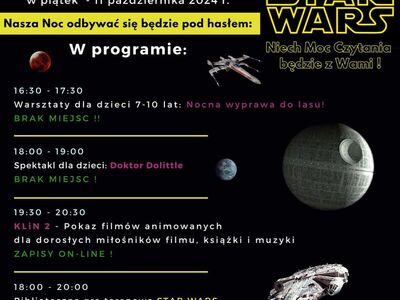 plakat informujący o nocy bibliotek