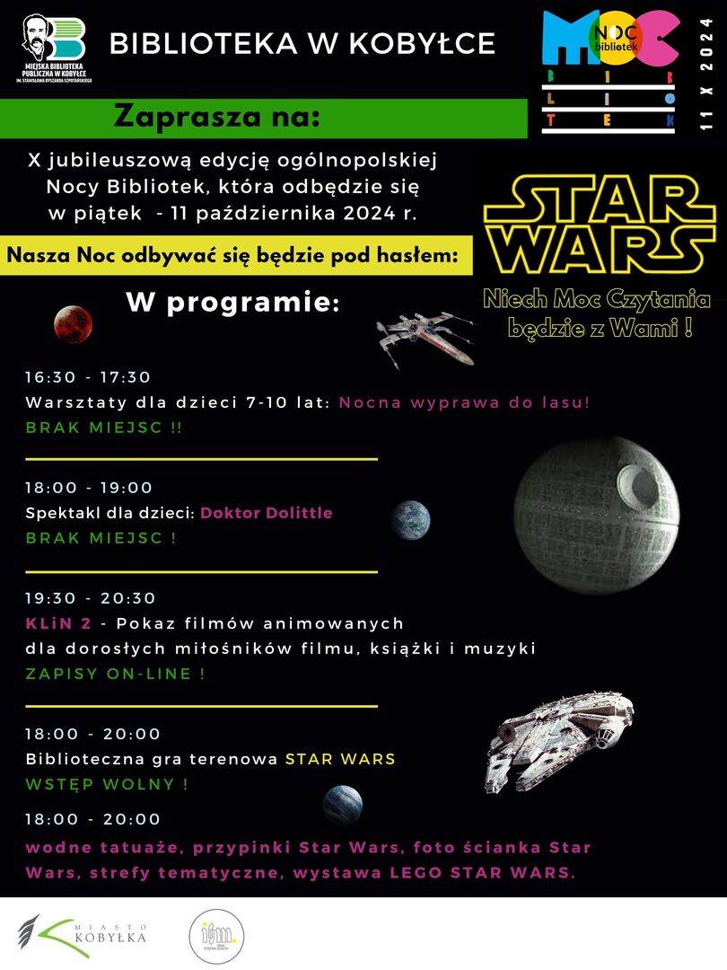 plakat informujący o nocy bibliotek
