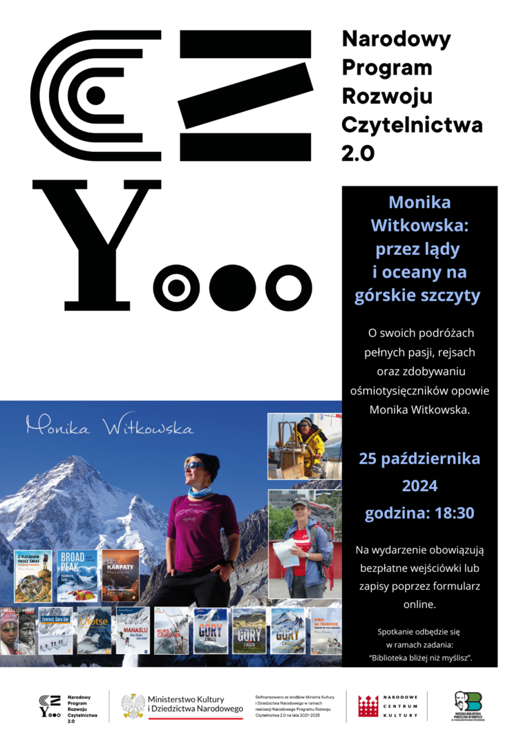 plakat informujący o spotkaniu z Moniką Witkowską