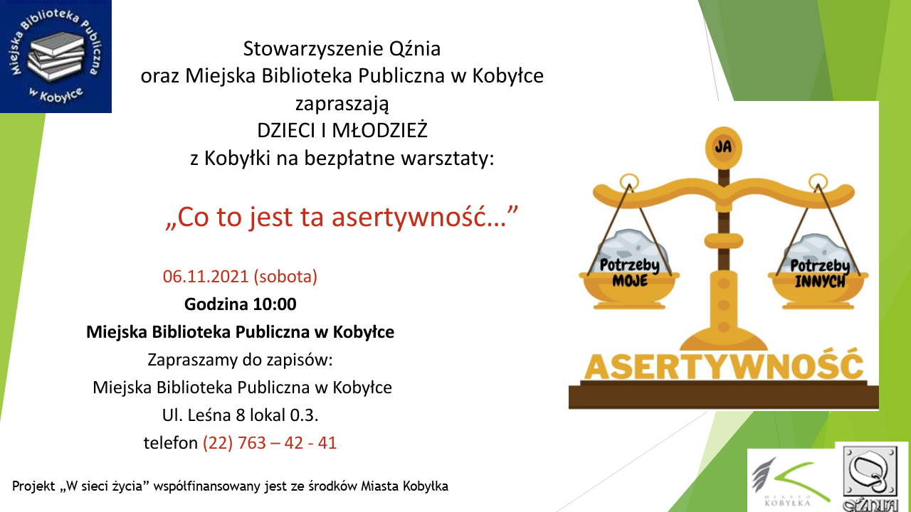 Plakat informujący o zajęciach - Co to jest asertywność