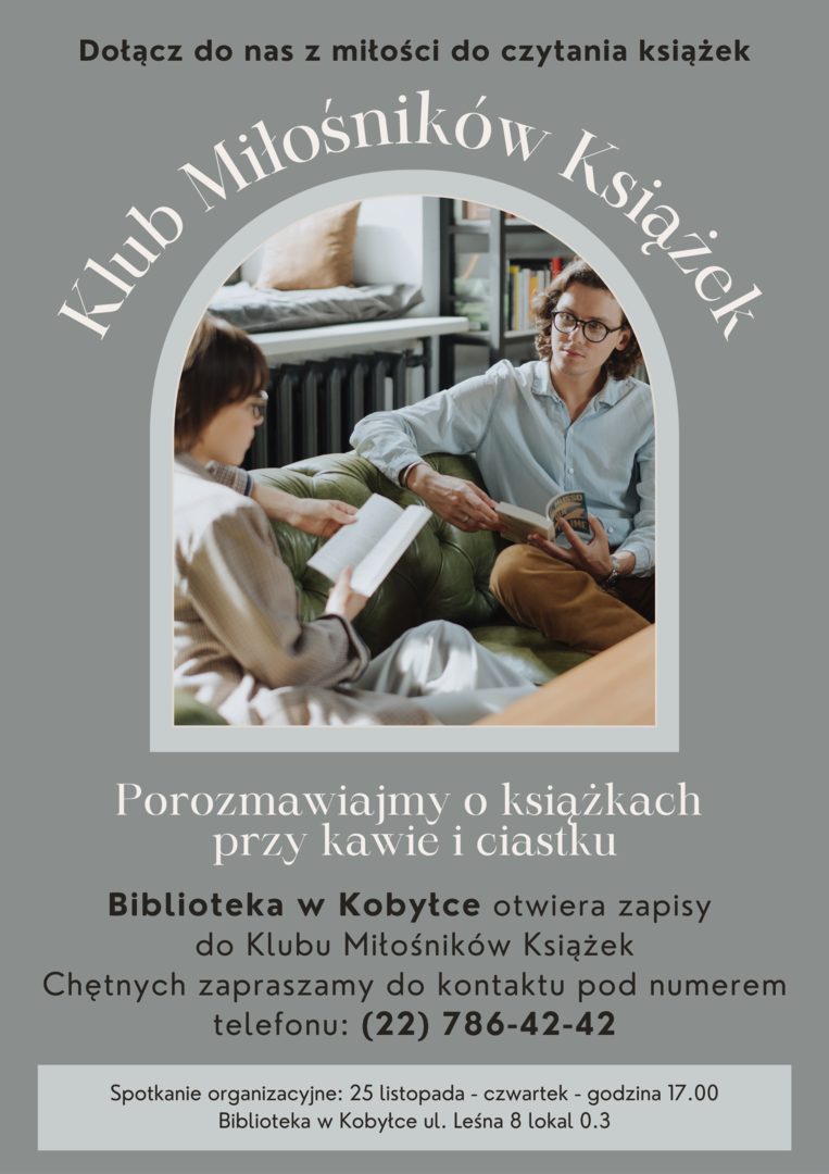 plakat informujący o zapisach do Klubu Miłośników Książki