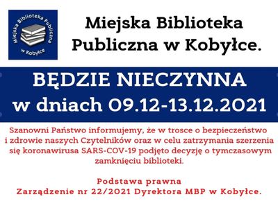 Plakat informujący o zamknięciu Biblioteki