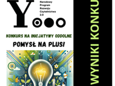 Plakat promujący konkurs z napisem wyniki konkursu