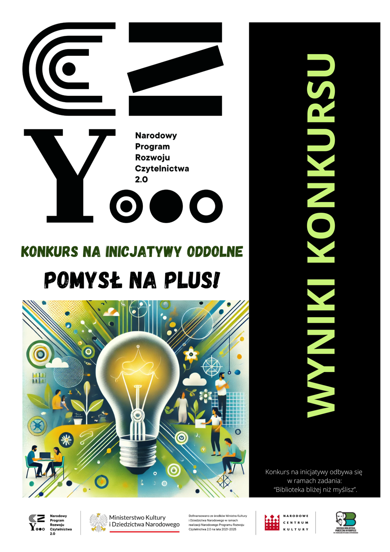 Plakat promujący konkurs z napisem wyniki konkursu