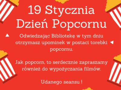 plakat informujący o dniu popcornu