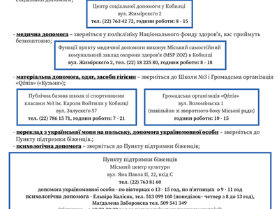 ulotka z informacjami