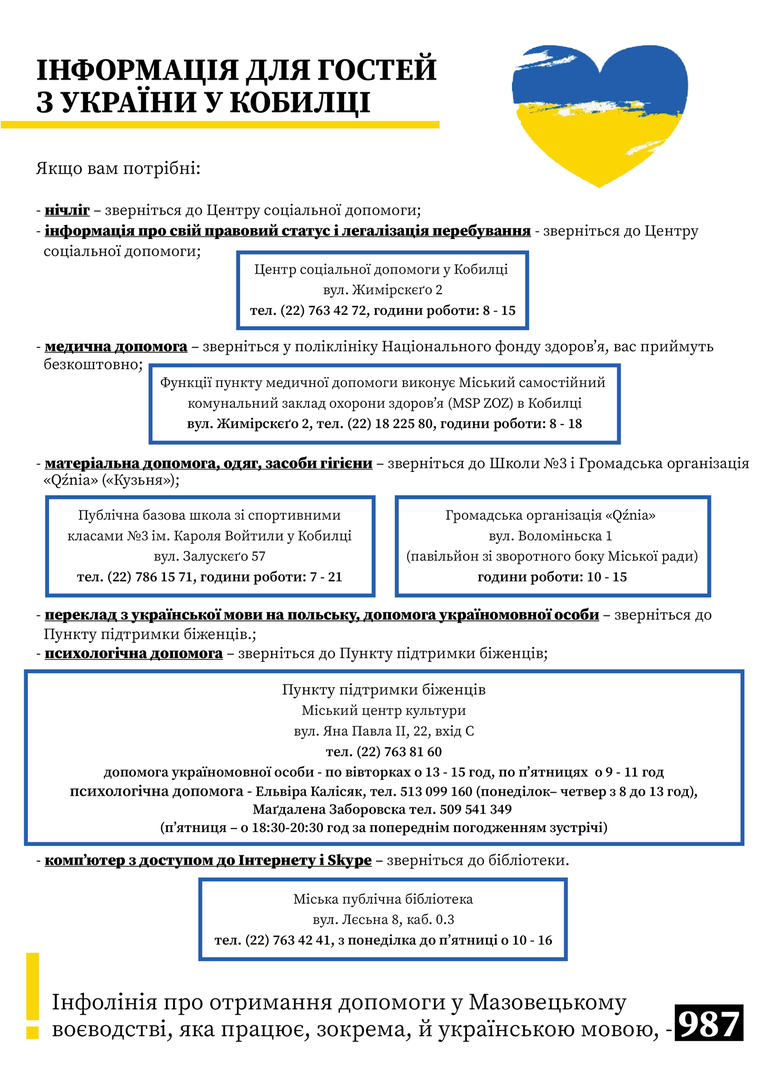 ulotka z informacjami 