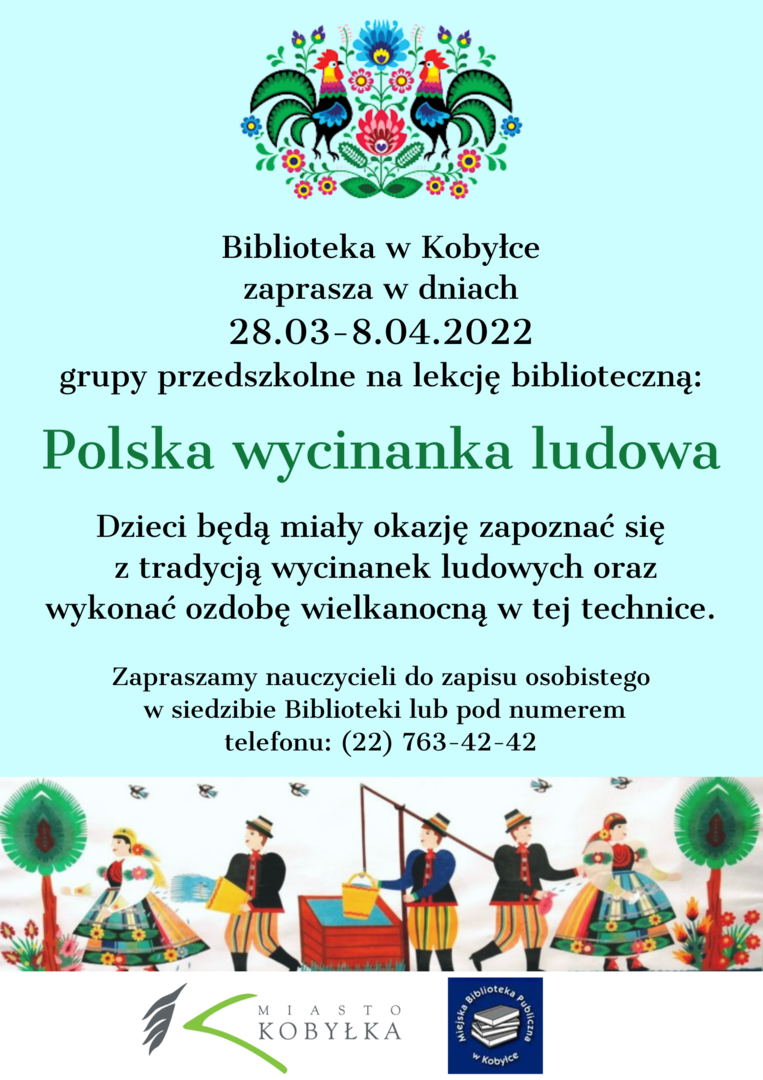 plakat informujący o lekcjach bibliotecznych