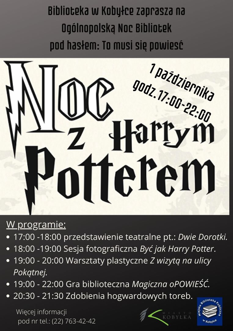 plakat informujący o programie nocy bibliotek