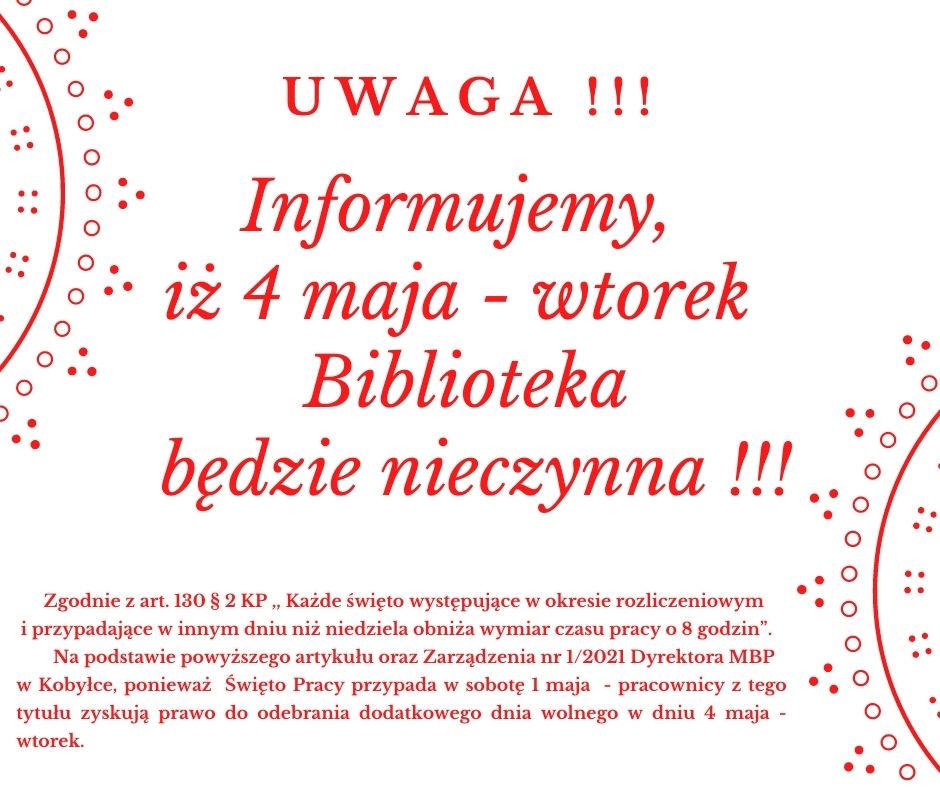 4 maja biblioteka nieczynna