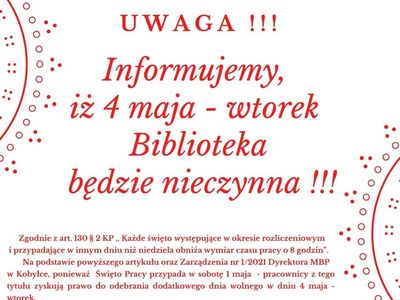 4 maja biblioteka nieczynna