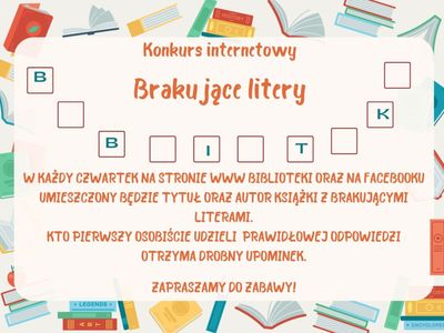 Plakat konkursu internetowego Brakujące litery