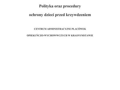 Polityka oraz procedury ochrony dzieci przed krzywdzeniem