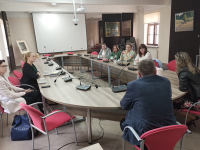 Delegacja z Węgorzewa z wizytą w Centrum Usług Społecznych w Srokowie (22 maja 2023 r.)