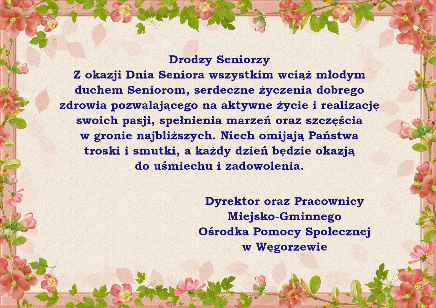 Życzenia z okazji Światowego Dnia Seniora