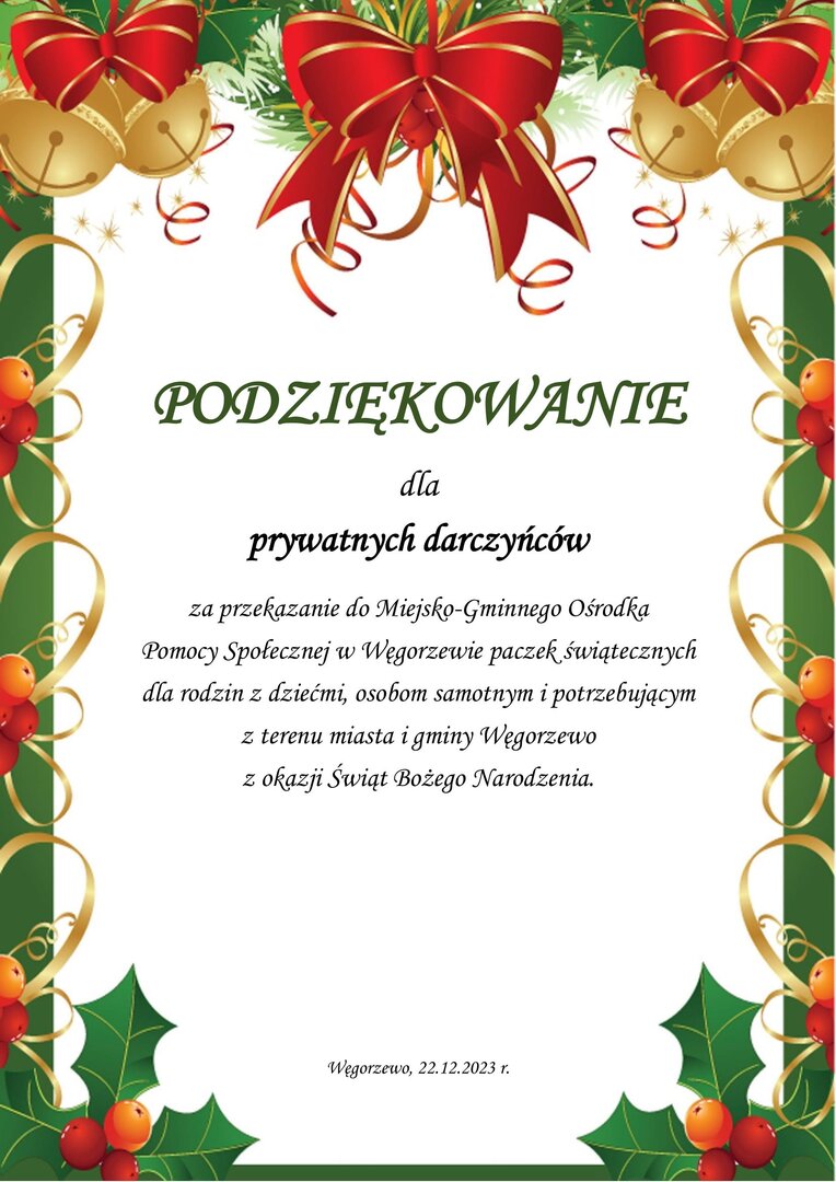 Podziękowania dla darczyńców