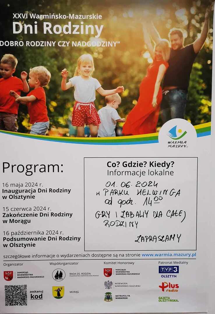 Plakat Festyn Rodzinny w ramach XXVI Warmińsko-Mazurskich Dni Rodziny