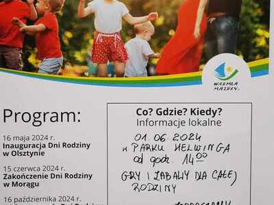 Plakat Festyn Rodzinny w ramach XXVI Warmińsko-Mazurskich Dni Rodziny