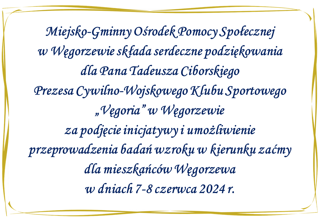 Podziękowania dla Pana Tadeusza Ciborskiego