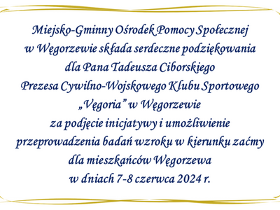 Podziękowania dla Pana Tadeusza Ciborskiego