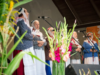 Dożynki Gminne 2021 - występ w wykonaniu zespołu "Podrzewianka"