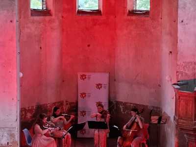 UpBeat Quartet w kościele ewangelickiem podczas koncertu