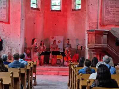 UpBeat Quartet w kościele ewangelickiem podczas koncertu